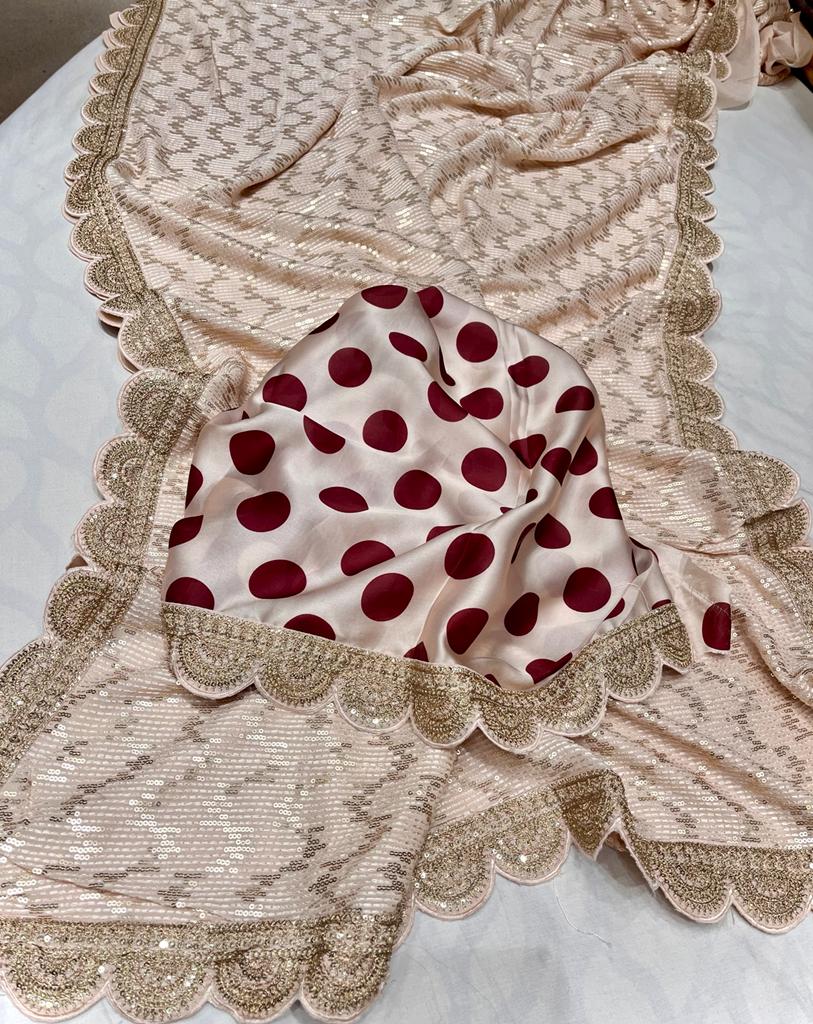 Razina gorgette sequence saree - Saffronfashionindia