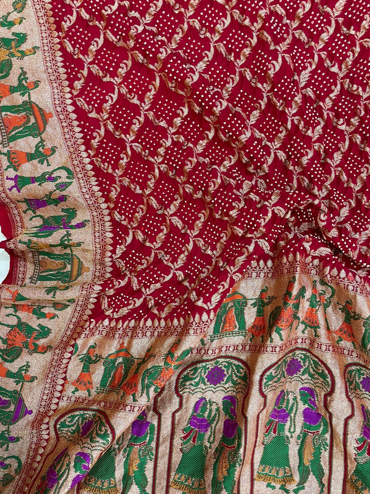 Senses Meenakari bandhani dupatta - Saffronfashionindia