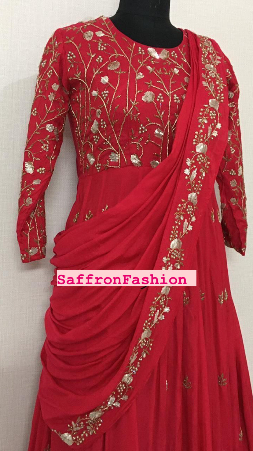 Red valanetine dress - Saffronfashionindia