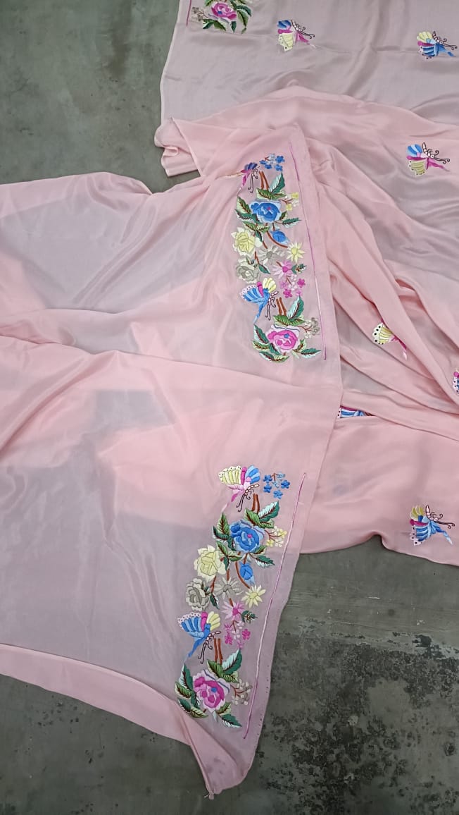 Pink beautiful Parsi gara saree - Saffronfashionindia