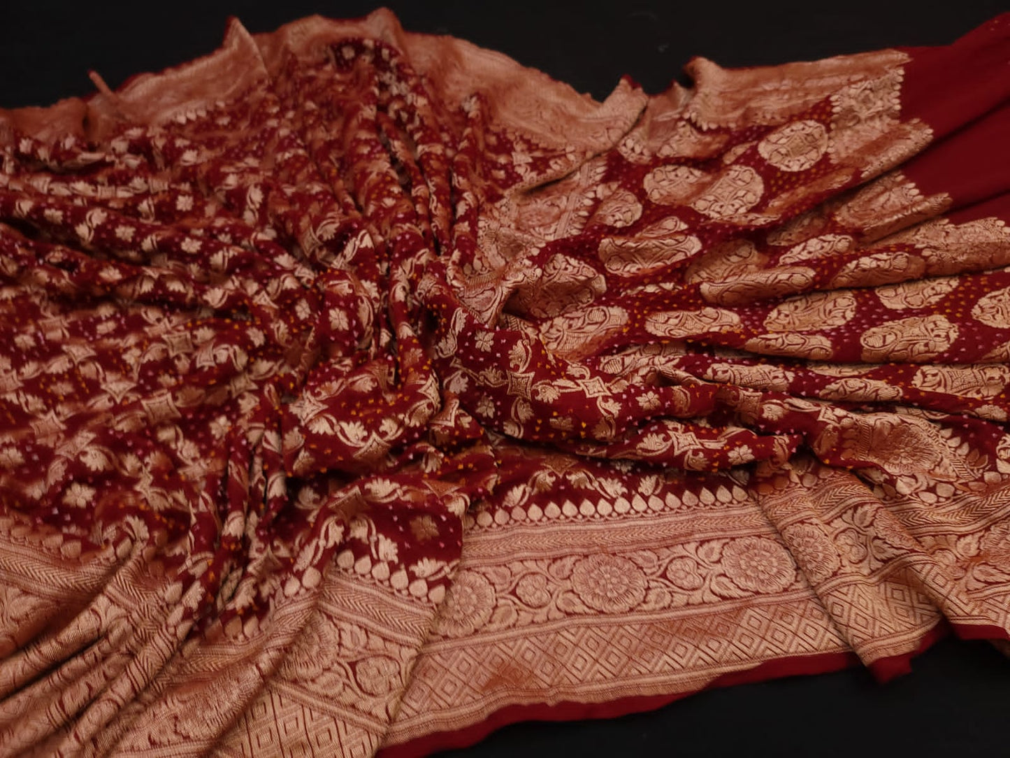 Gorgette banarsi neemjari saree - Saffronfashionindia