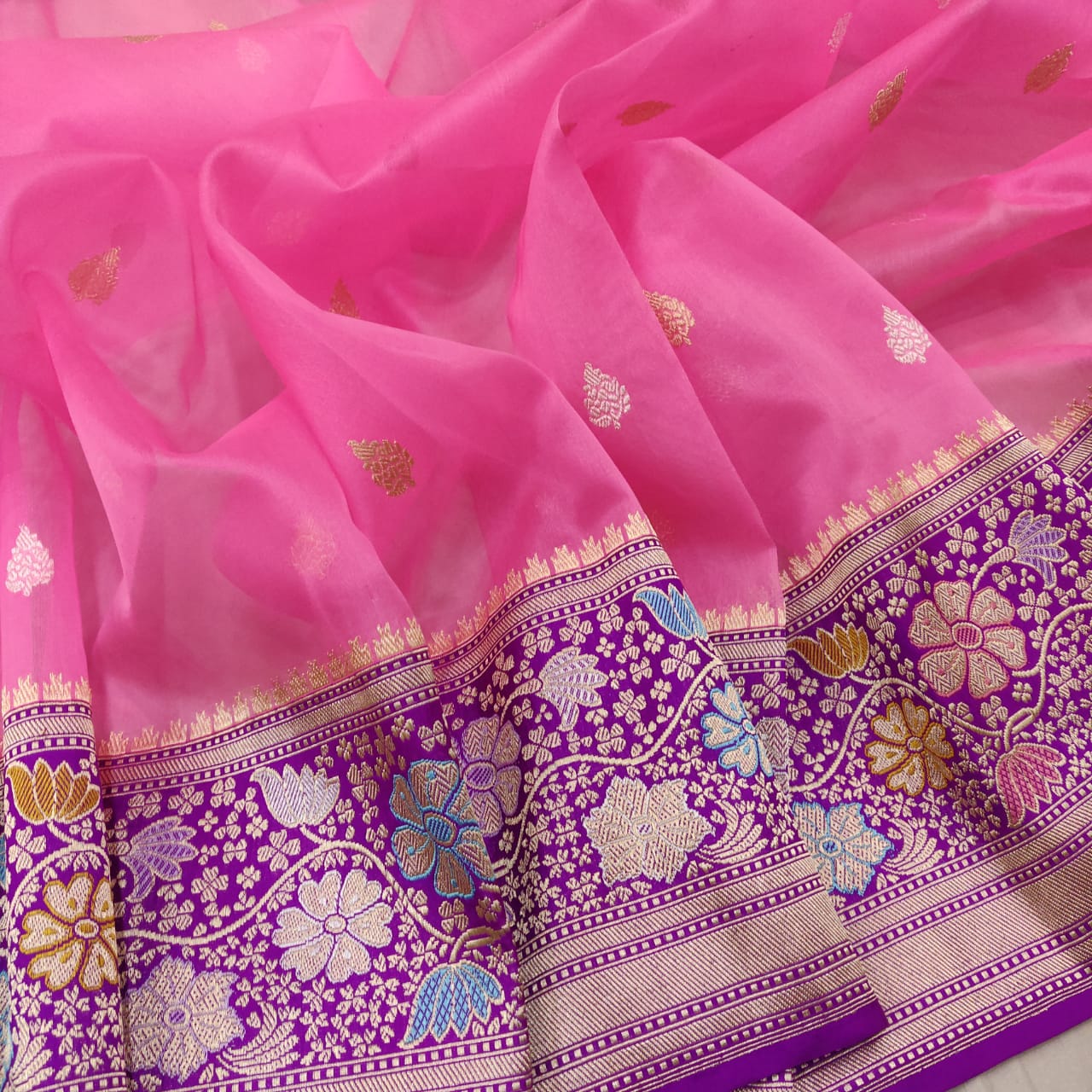 Sundari kora handwoven sari - Saffronfashionindia