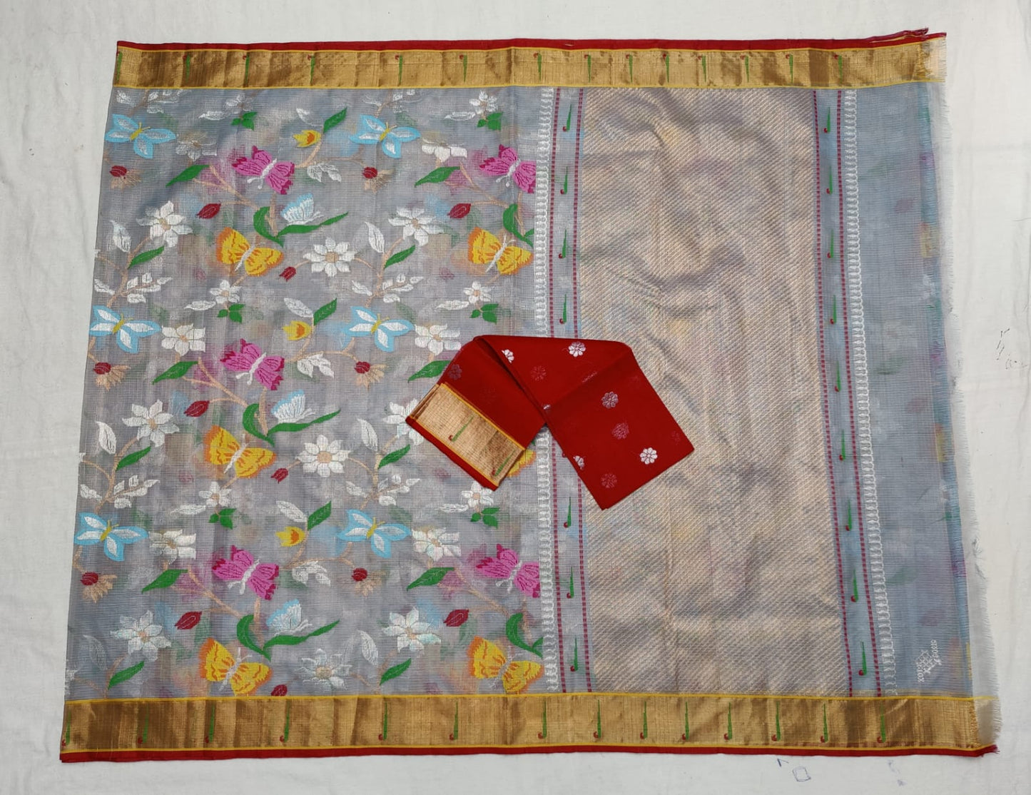 Tissue kota Meenakari saree - Saffronfashionindia
