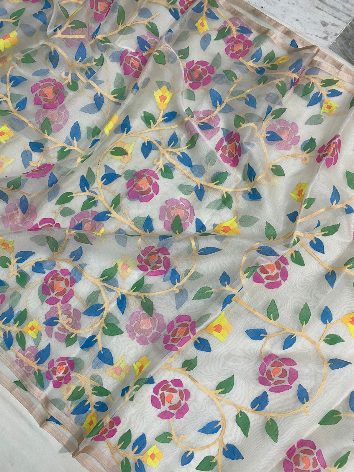 Jinava handwoven jamdani saree - Saffronfashionindia