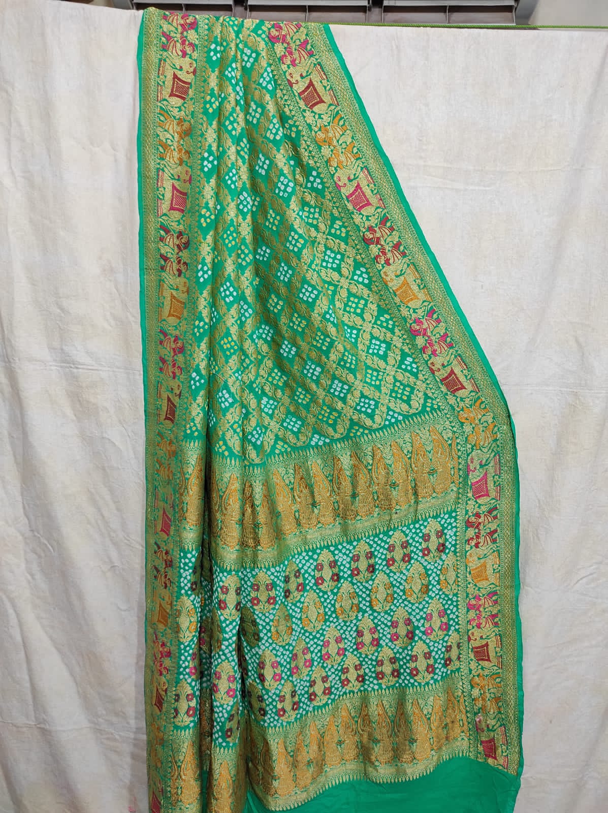 Haryali teez inspired bandhani saree - Saffronfashionindia