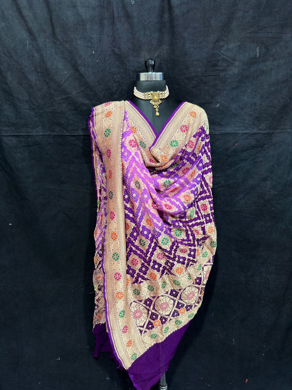 Meenakari Banarsi dupatta - Saffronfashionindia