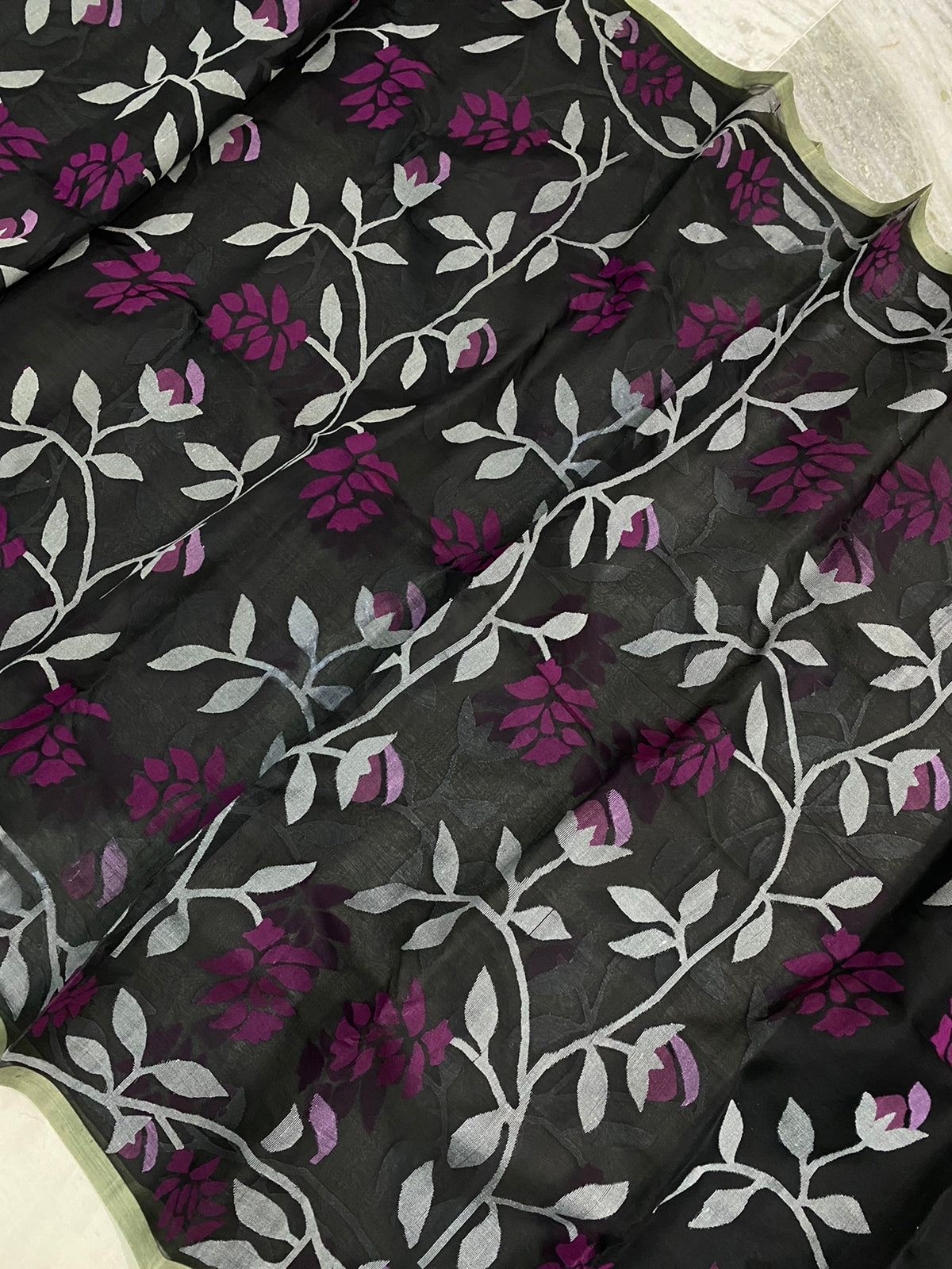 Risha muslin jamdani saree - Saffronfashionindia