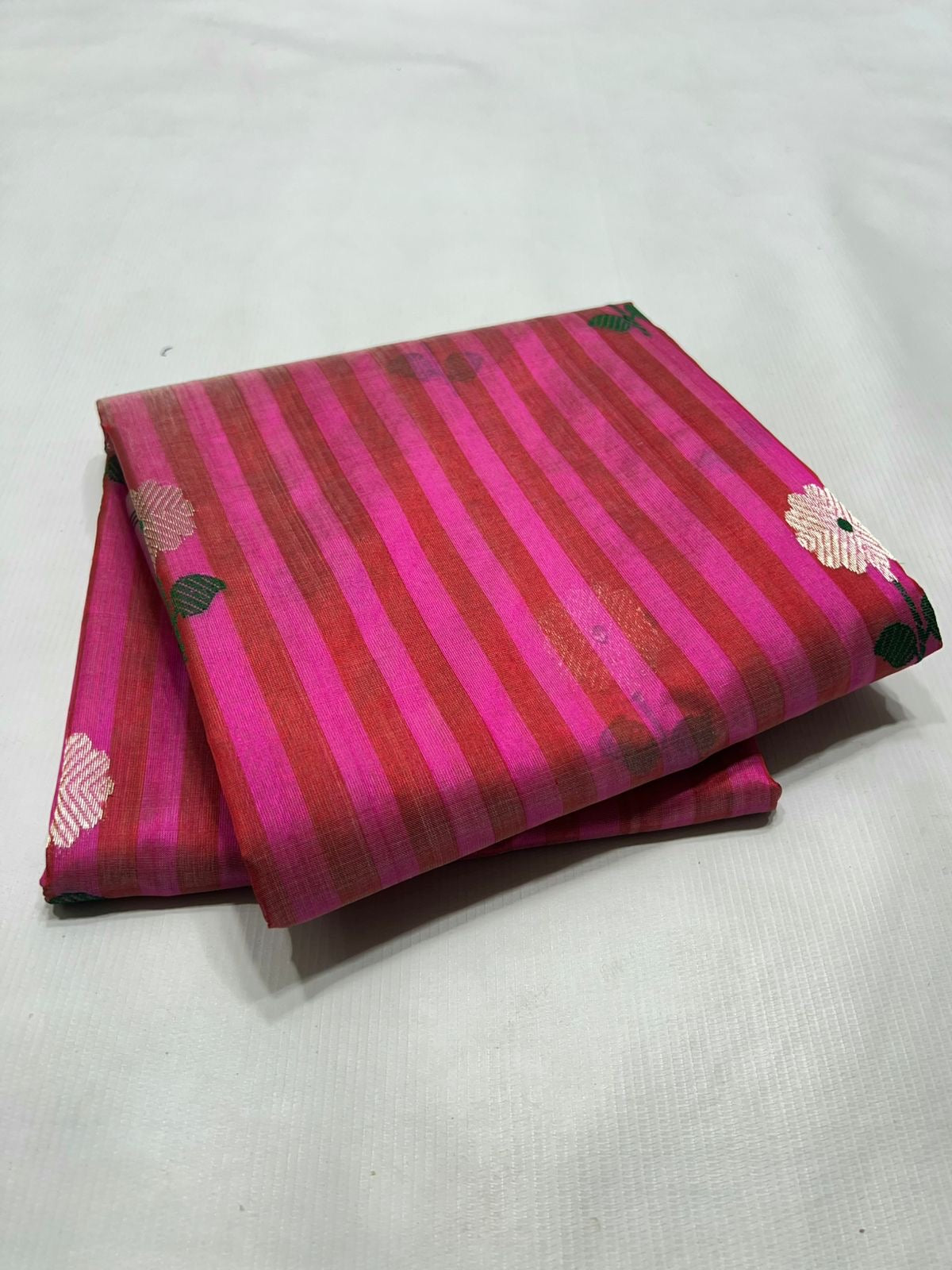 Handwoven pink saree Chanderi saree Indian sari blouse SaffronFashion