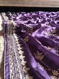 Satin Silk Premium Purple Luxury Saree Beautiful sari