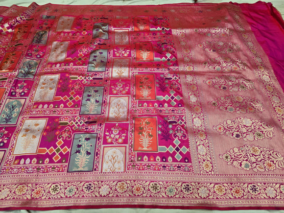 Mughal inspired katan silk saree Banarsi saree exclusive sarees SaffronFashion