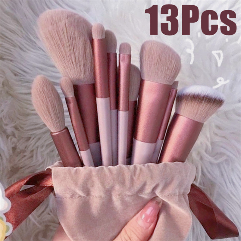 13Pcs Makeup Brush Set Make Up Concealer Brush Blush Powder Brush Eye Shadow Highlighter Foundation Brush Cosmetic Beauty Tools SaffronFashion