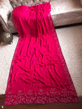 Rani premium pink Gorgette beautiful trendy Partywear Sarees