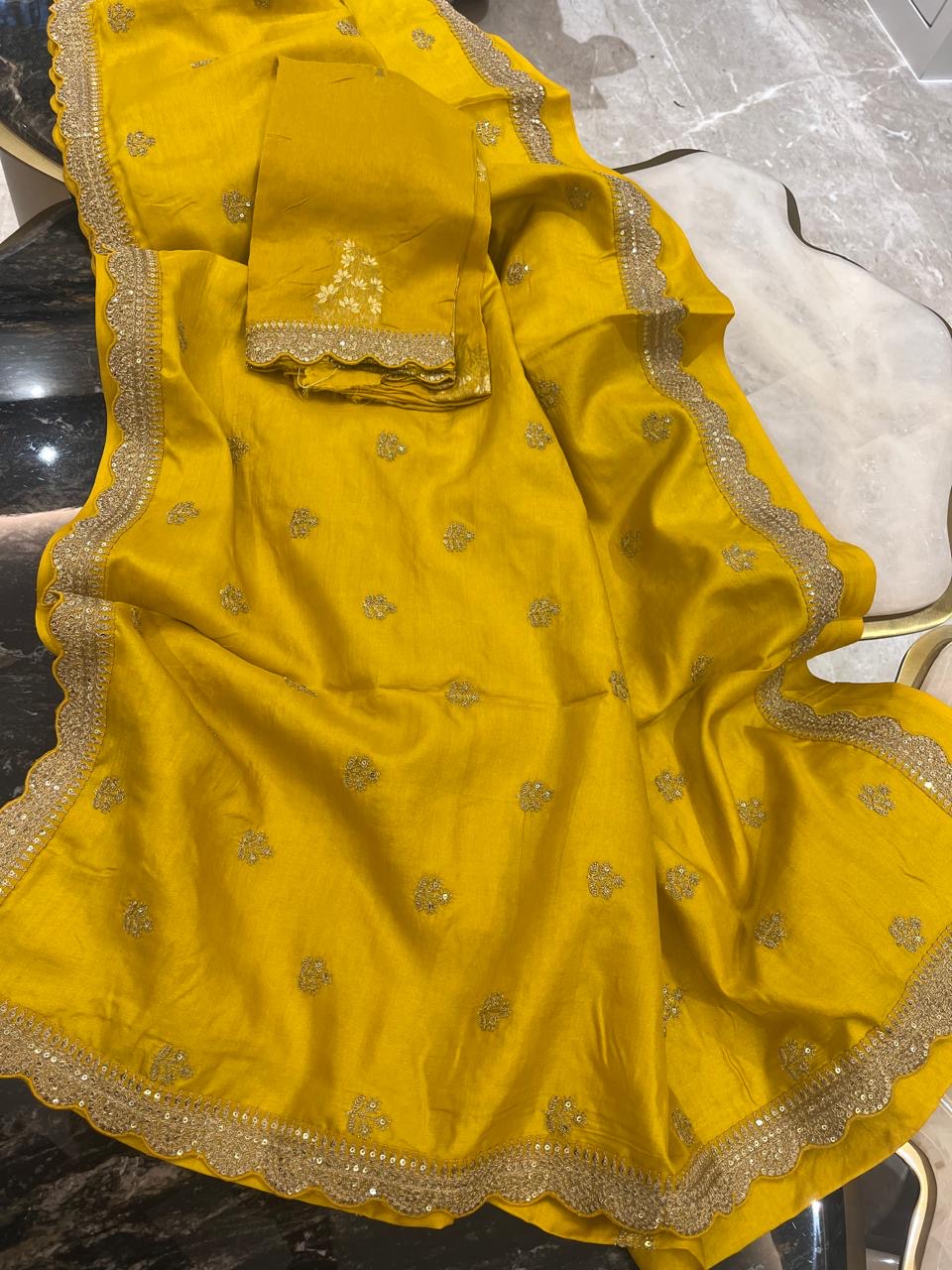 Vahisha saree tussar saree embroidery sari blouse Indian sarees SaffronFashion