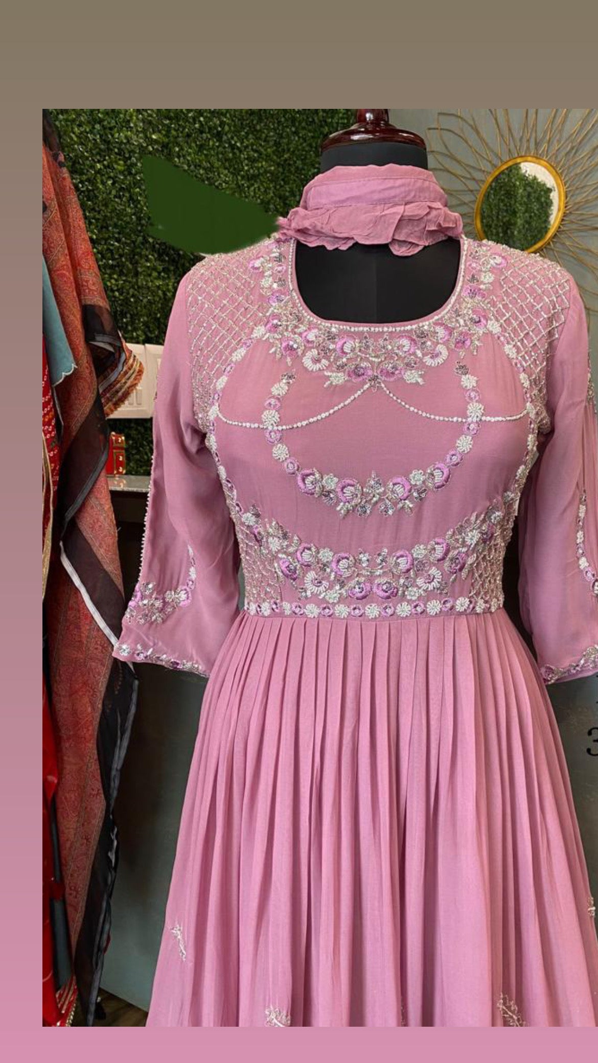 Pink Gown Beautiful embroidered gown - Saffronfashionindia