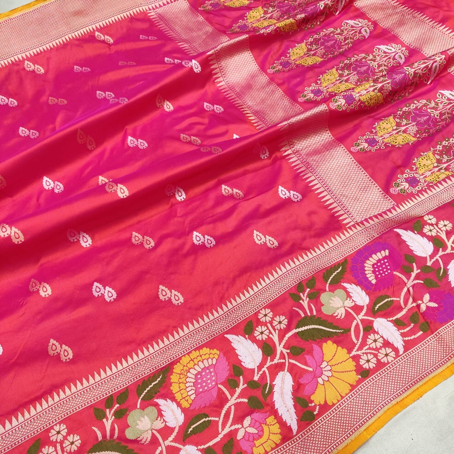 Gulabo katan silk saree handwoven sarees - Saffronfashionindia