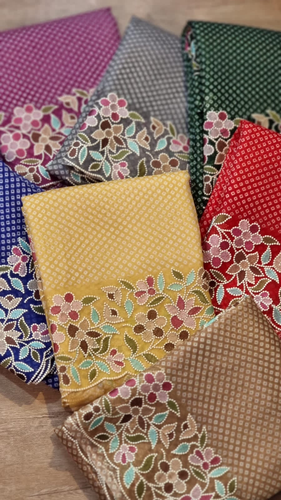 Multi bandhej printed inspired organza silk sarees - Saffronfashionindia