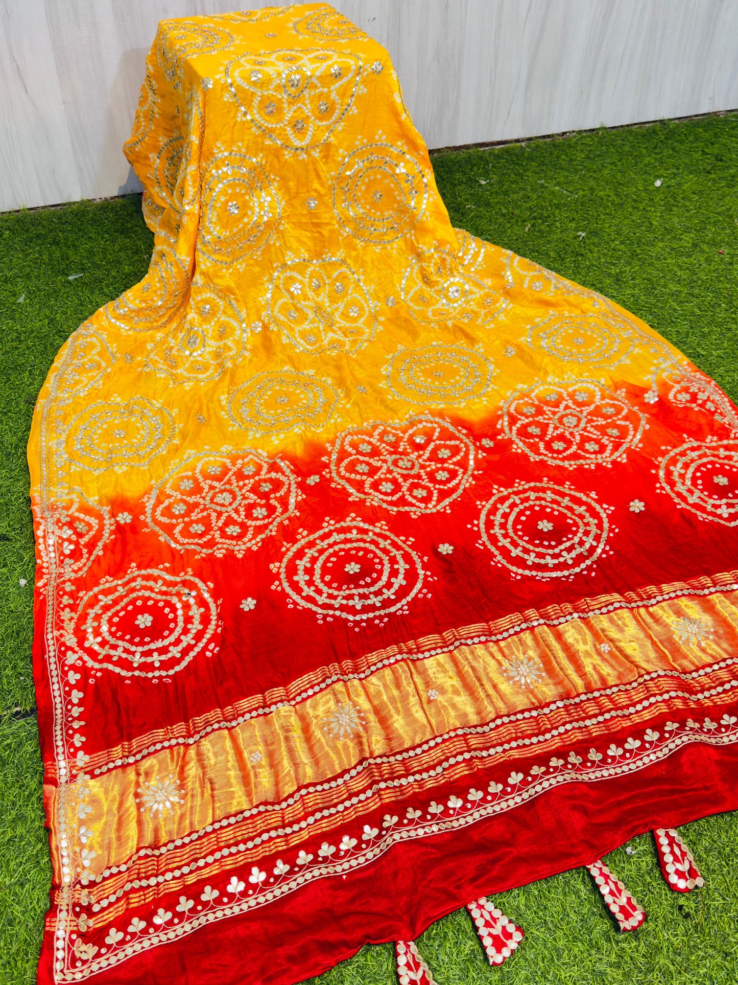 Yellow dupatta handmade dupatta gajji silk dupatta SaffronFashion
