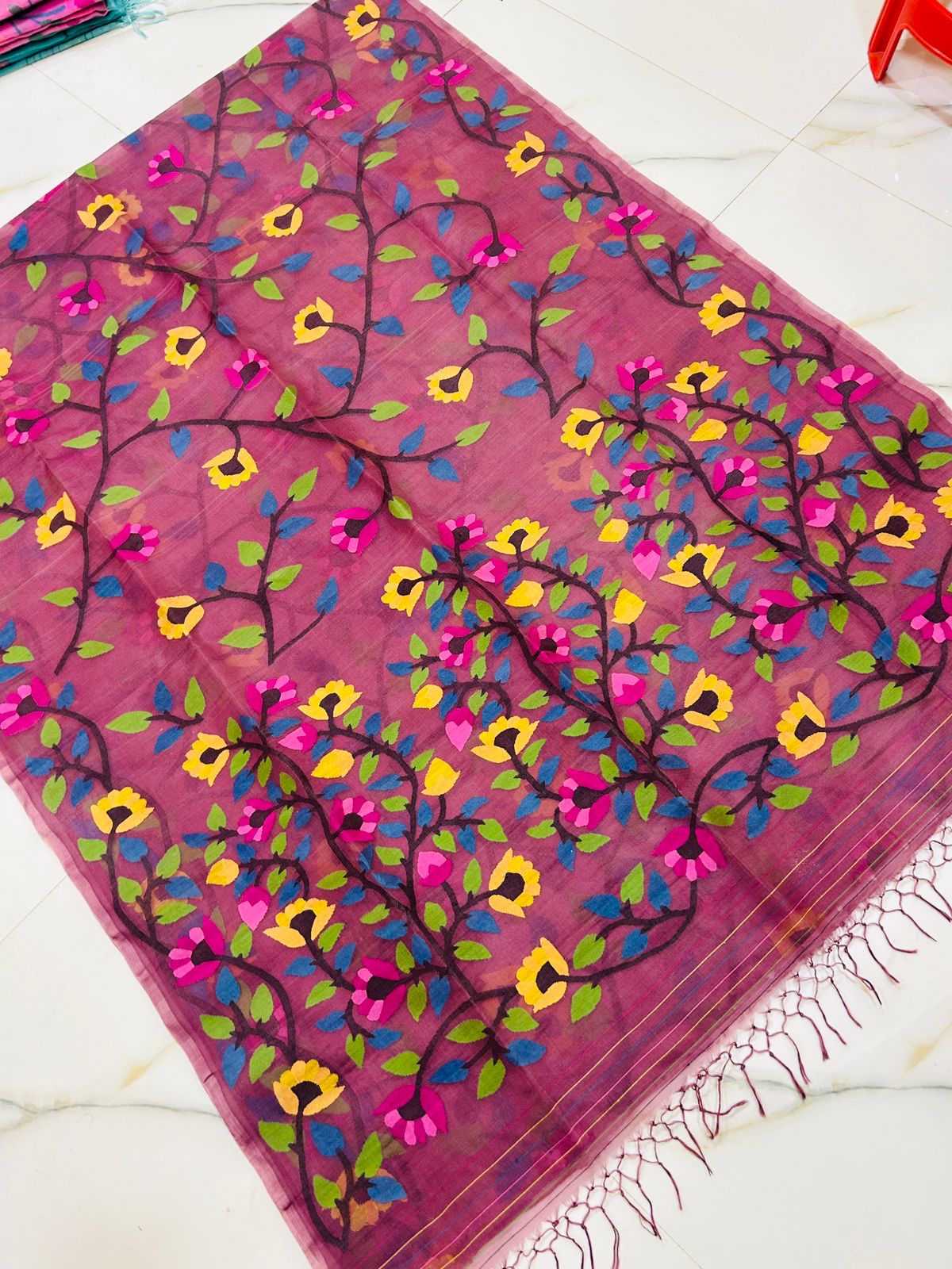 Irisha Weaving Saree Tantuj Sarees Jamdani sari SaffronFashion