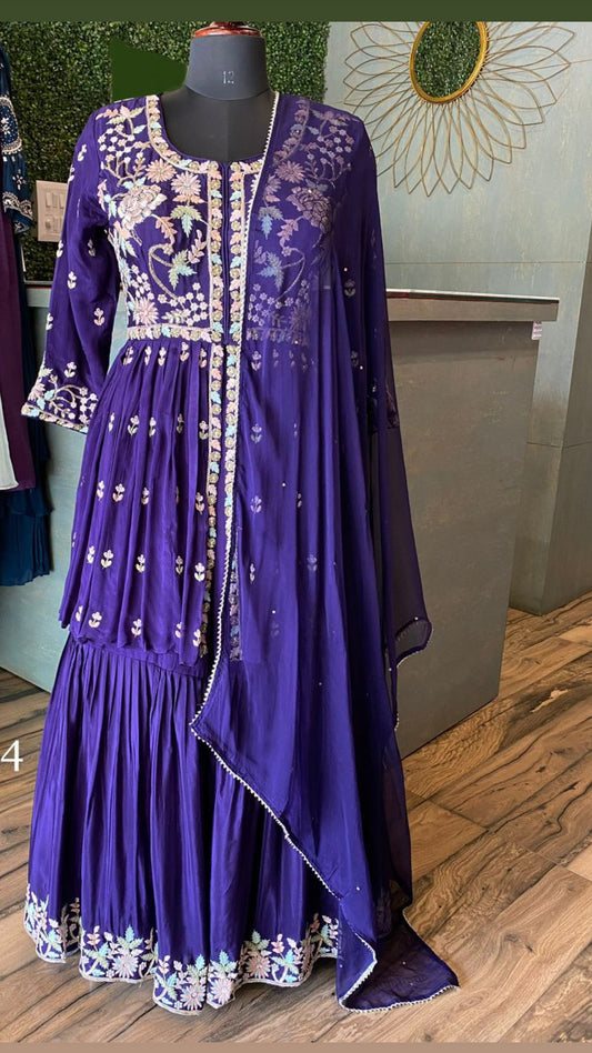 Purple indowestern dress indian gown - Saffronfashionindia
