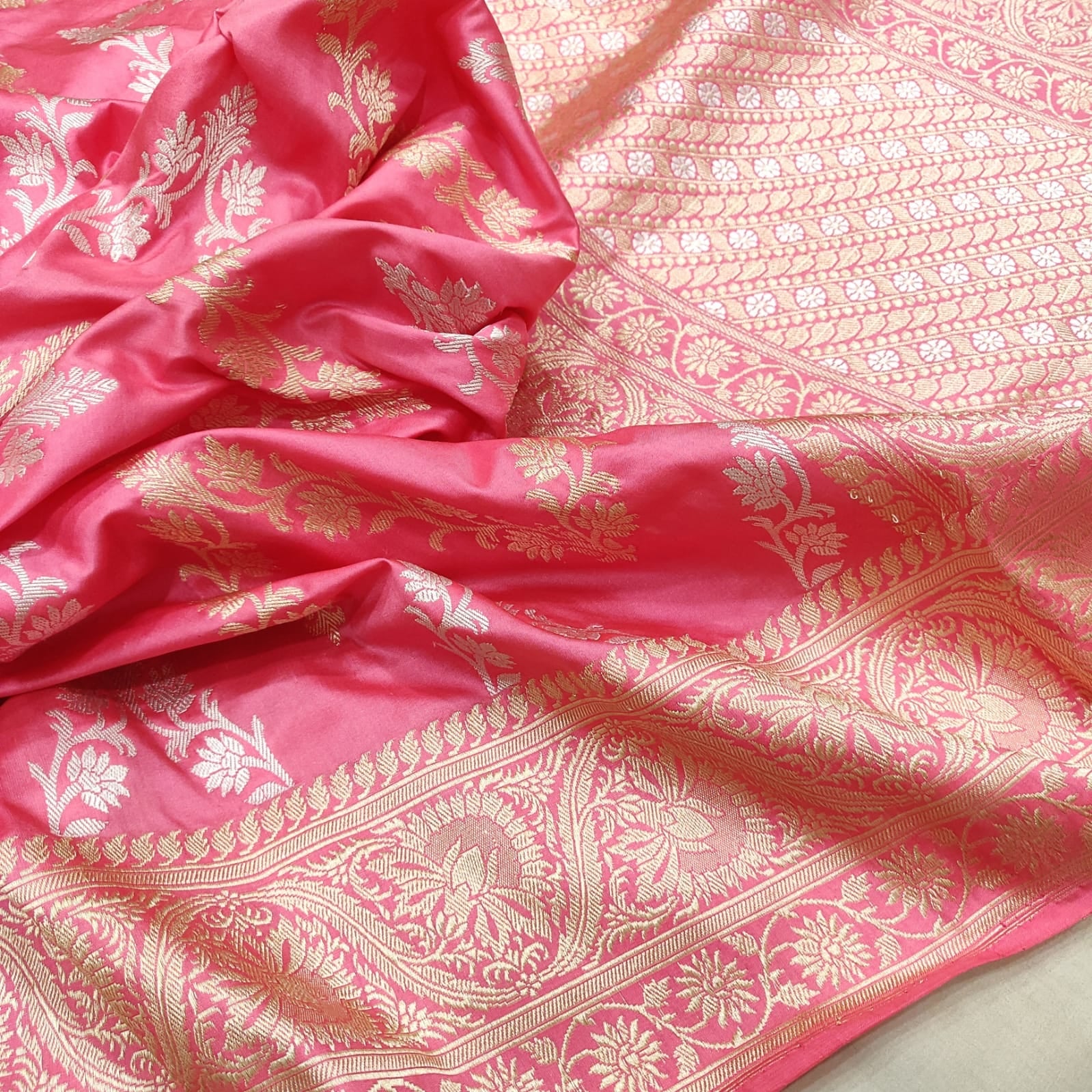 Chandani Katan silk handwoven saree - Saffronfashionindia
