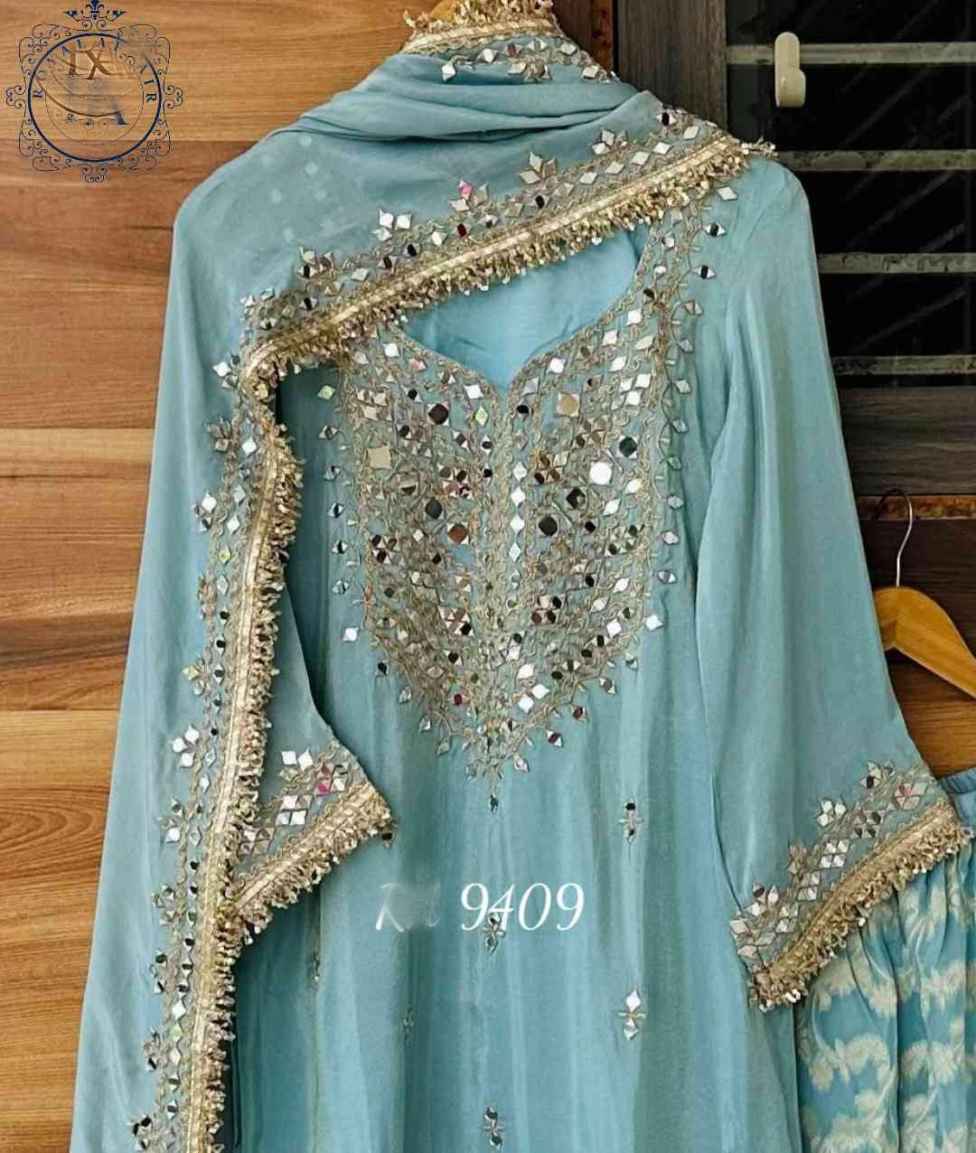 Ravika shimmer dress tissue dress  Indian dress embroidered set SaffronFashion