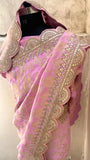 Pink Khaddi Gorgette Saree Indian Gottapatti Sarees