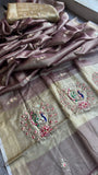 Peacock inspired tissue silk saree linen saree