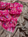 Pink beautiful munga silk saree