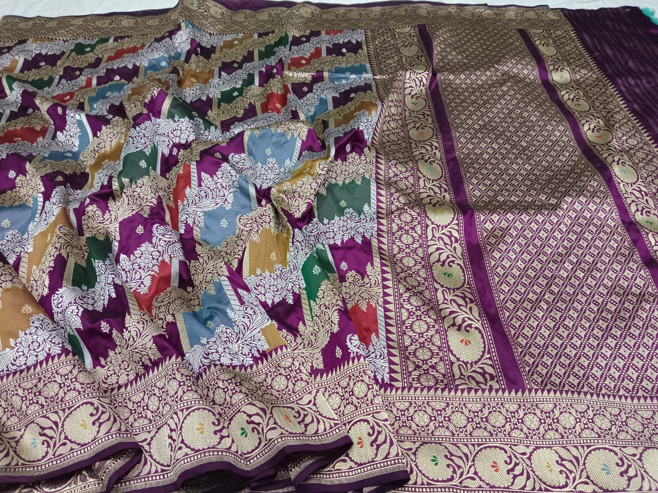 Kaveri banarsi katan silk saree Rangkat Saree - Saffronfashionindia