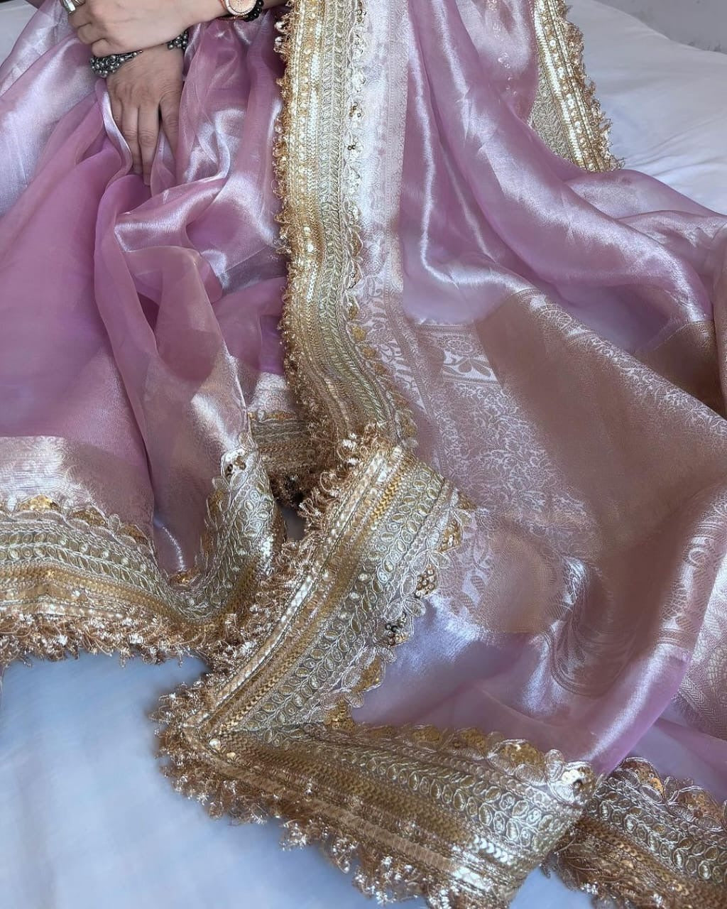 Rivani soft tissue saree Banarsi silk dares Indian sari SaffronFashion