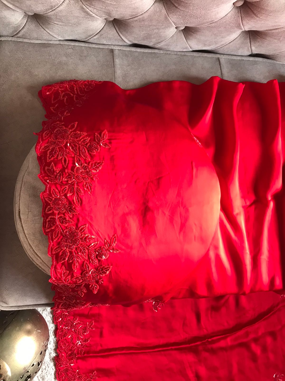 Red Satin Premium Silk Sarees luxury Saree - Saffronfashionindia