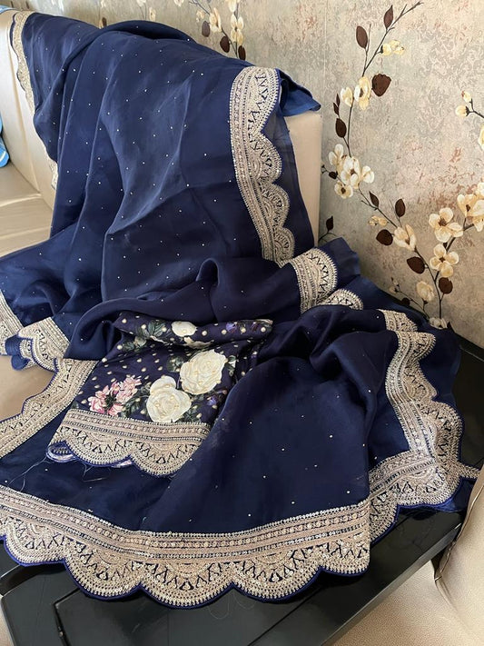 Lubesha organza saree classy sari - Saffronfashionindia