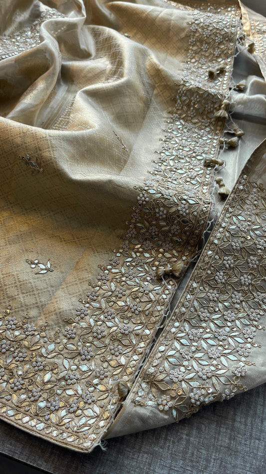 Yasmini tissue silk saree handloom saree Indian traditional sarees SaffronFashion