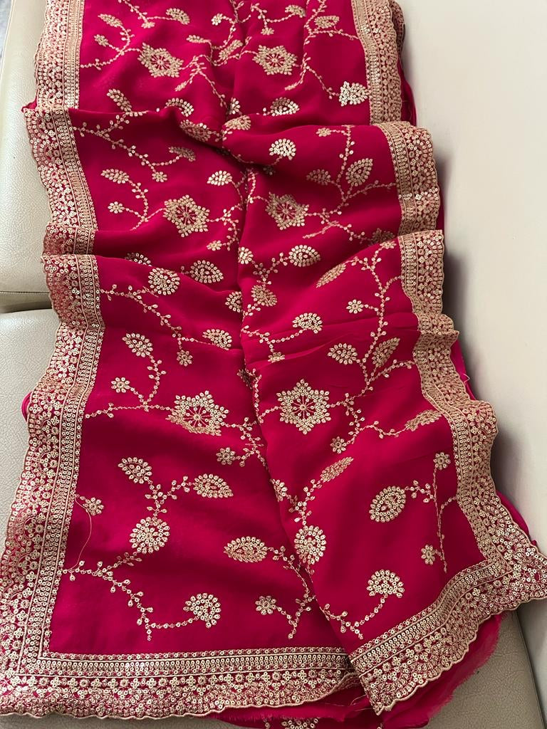 Tanisha Gorgette sequence Reshma Indian saree - Saffronfashionindia