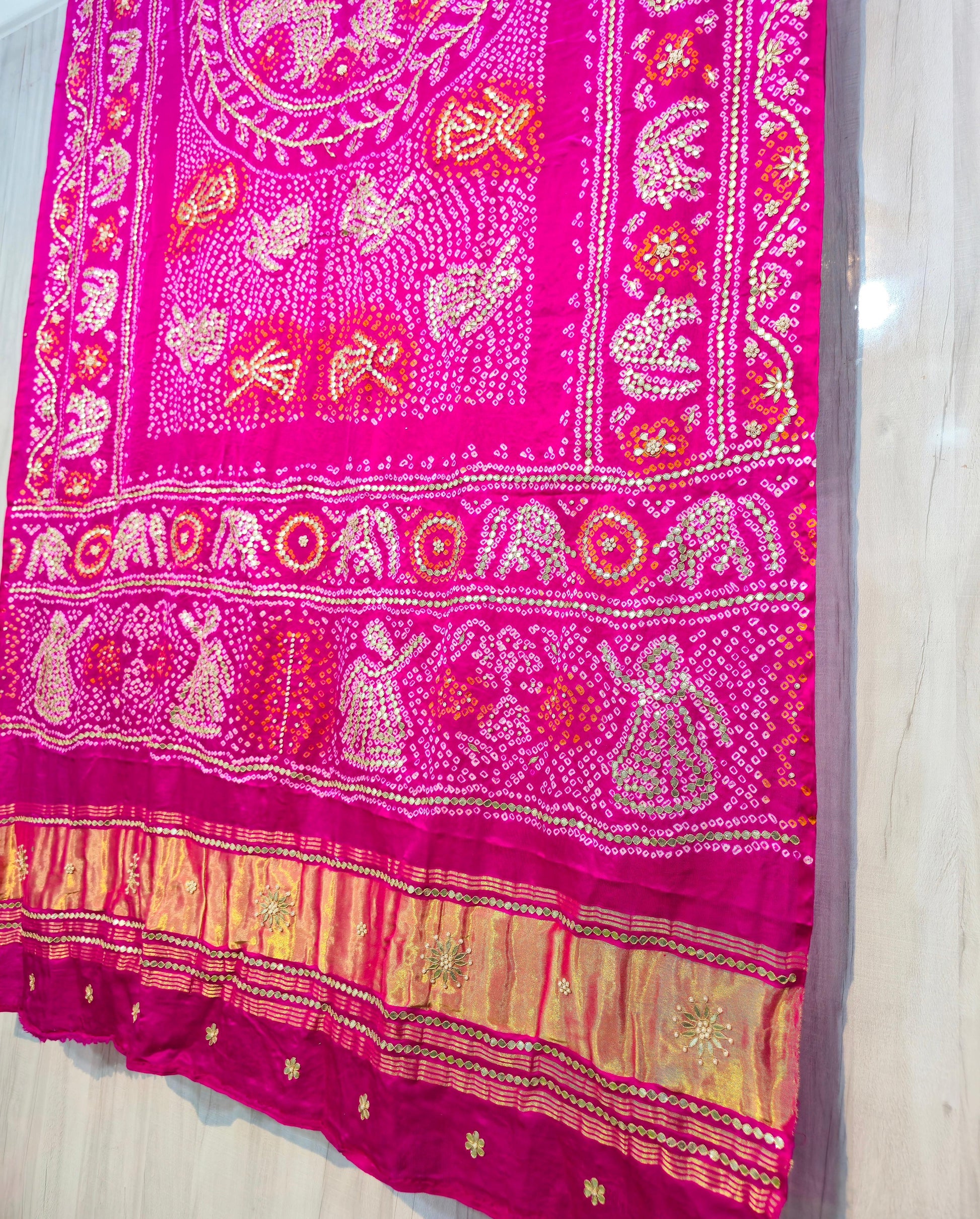 Pink handmade dupatta gajji silk dupatta gottapatti dupatta traditional dupatta SaffronFashion