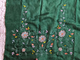 Embroidered Saree Green Premium Satin Organza Saree
