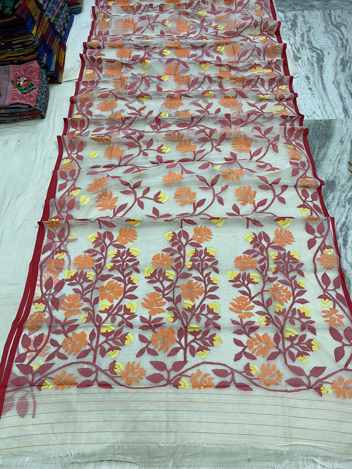 Diyanka tantuj muslin jamdani sarees - Saffronfashionindia