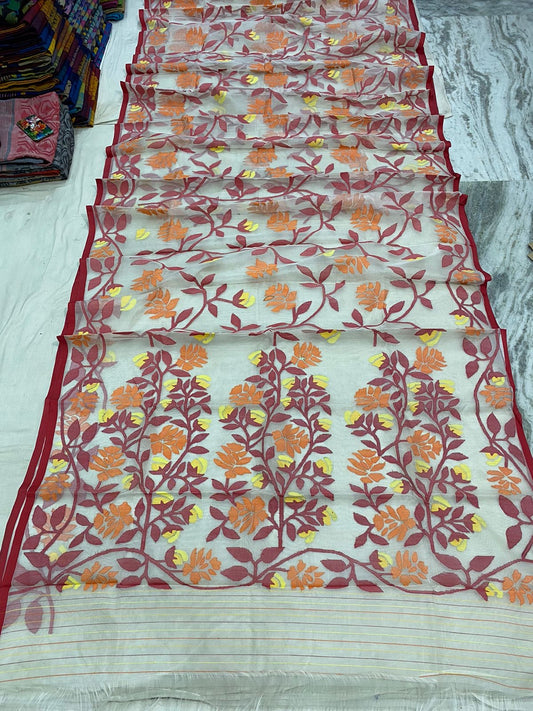Diyanka tantuj muslin jamdani sarees - Saffronfashionindia