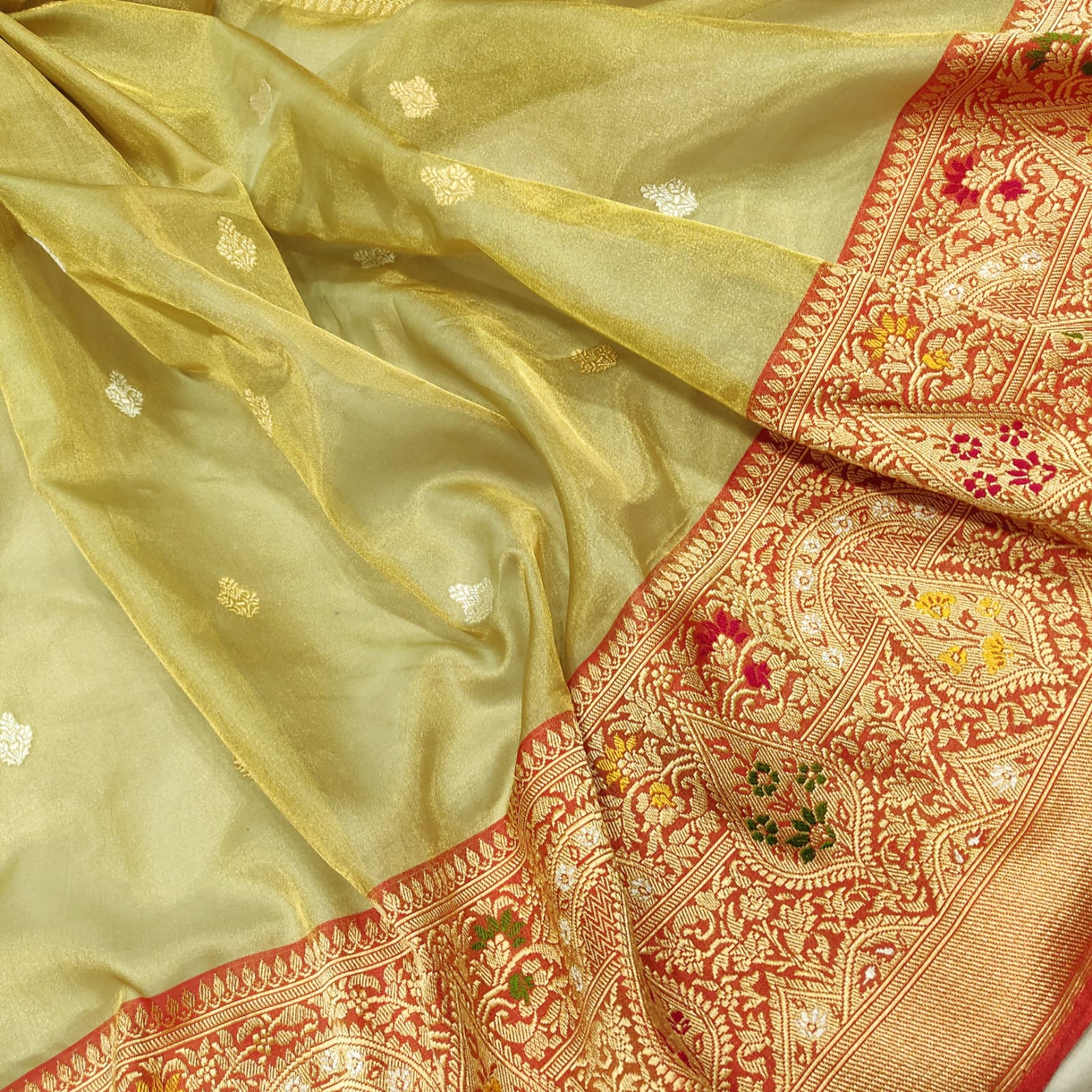Ektara handwoven tissue kora saree - Saffronfashionindia