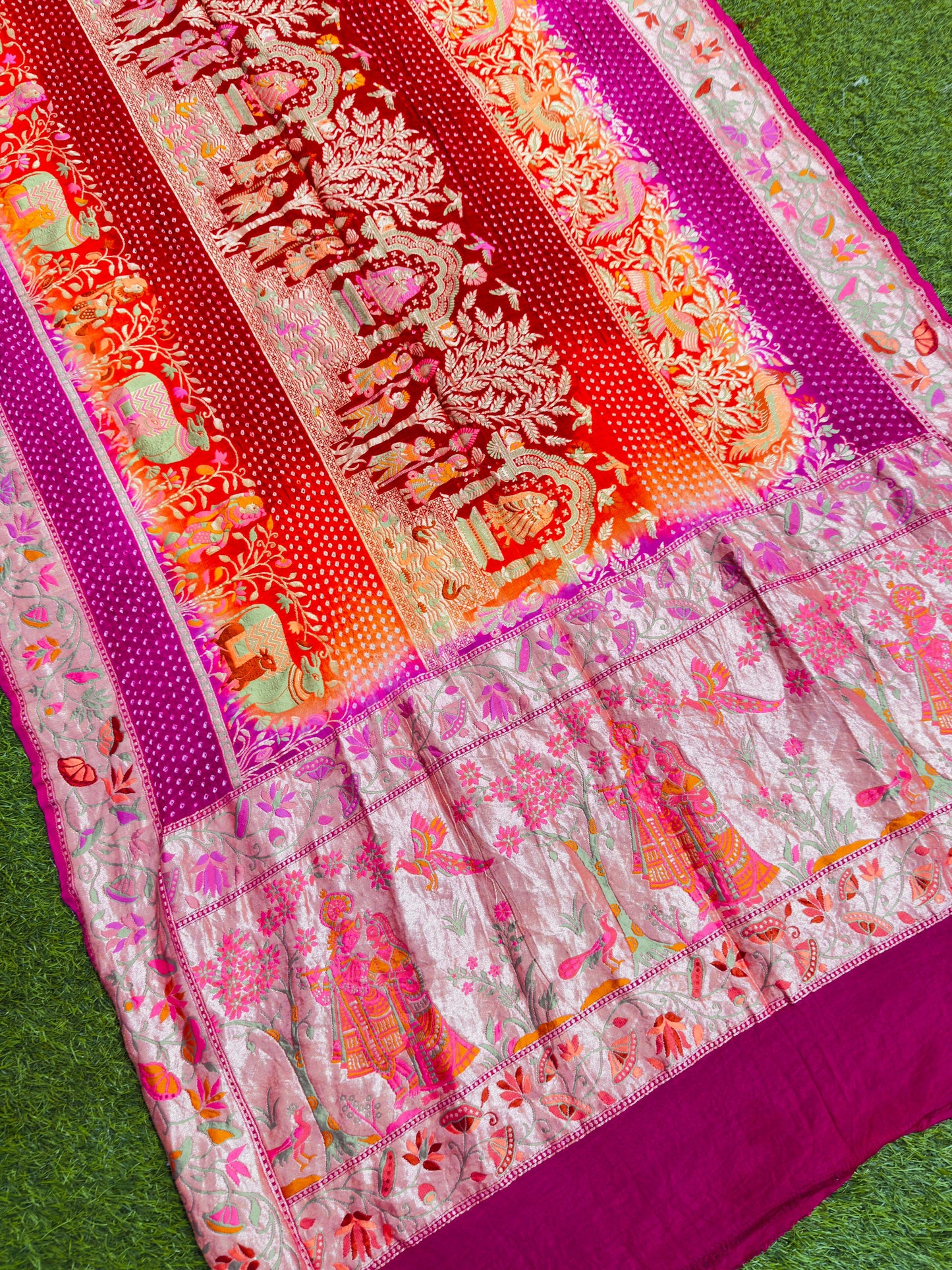 Banarsi meenakari saree Indian traditional sarees blouse SaffronFashion