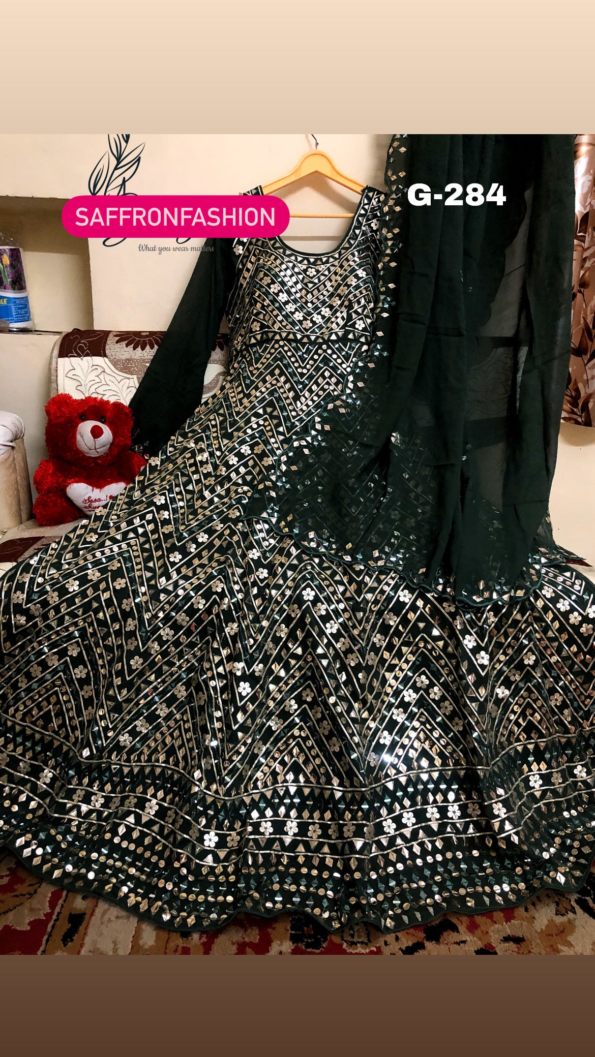 Anarkali gottapatti dress wedding dress bridal dresses - Saffronfashionindia