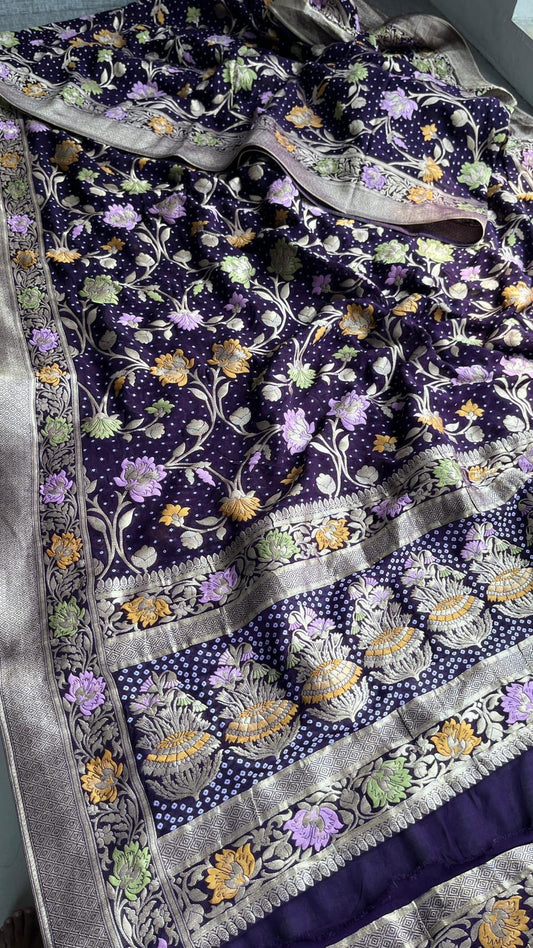 Khaddi Gorgette saree Indian saree blouse - Saffronfashionindia