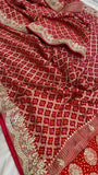 Gottapatti red Banarsi saree Gorgette sarees