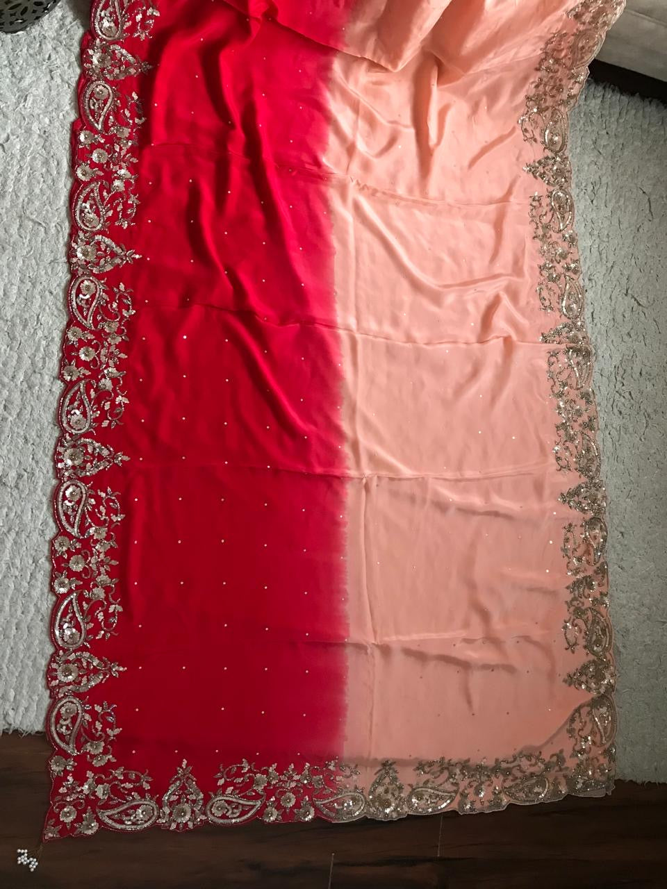 Ombre premium crepe silk saree luxury saree blouse SaffronFashion