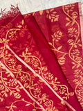 Red hot muslin jamdani sarees