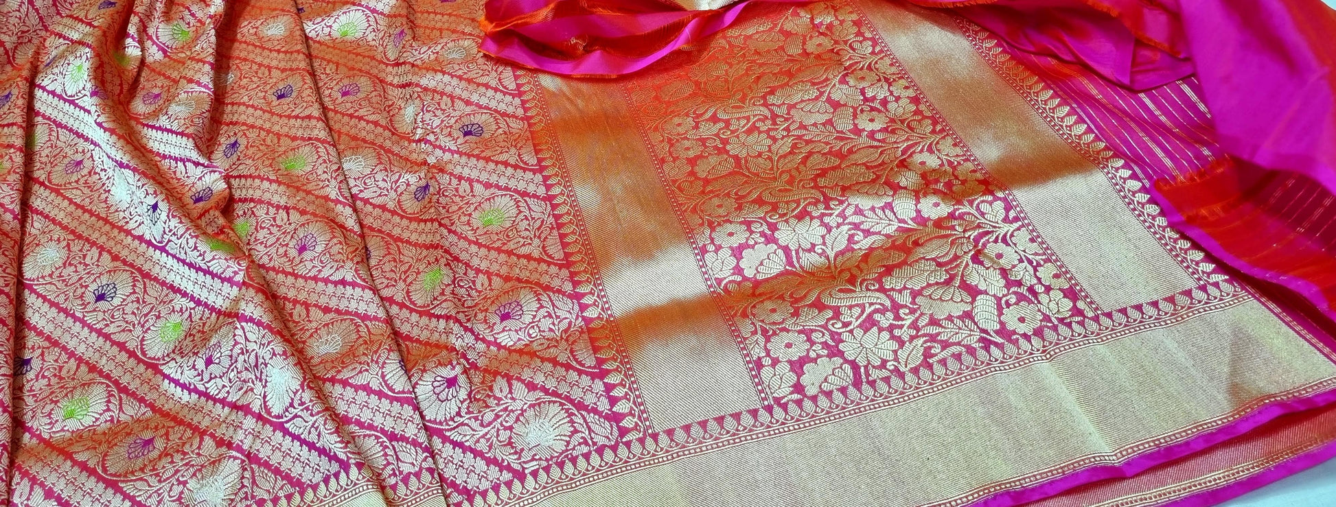 Hina katan kadwa handwoven saree - Saffronfashionindia