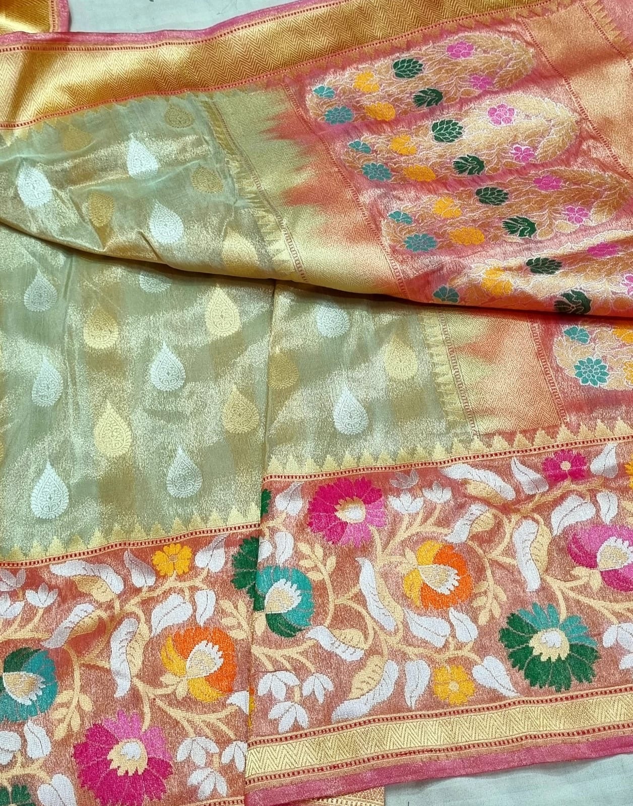 Yashodha handwoven banarsi tissue silk saree women saree - Saffronfashionindia