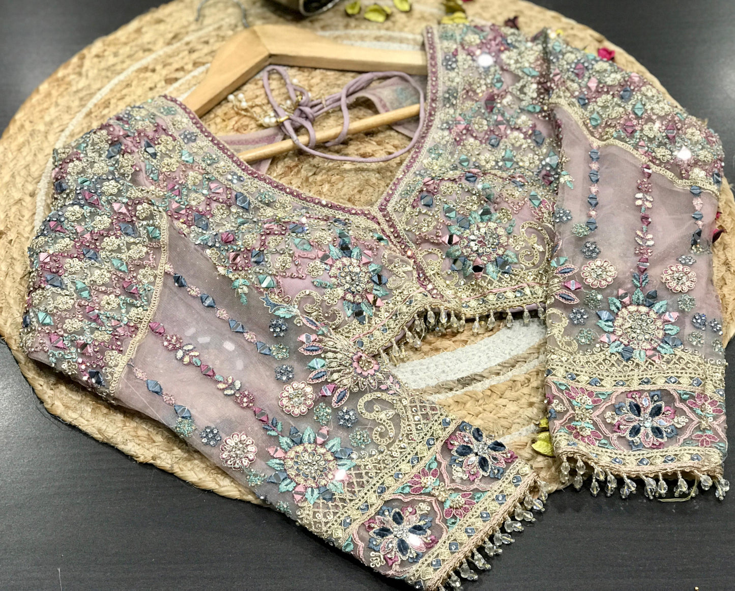 Designer embroidered saree net saree Partywear sari blouse Saffronfashionindia