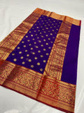 Chanderi purple Saree Golden bordered saree