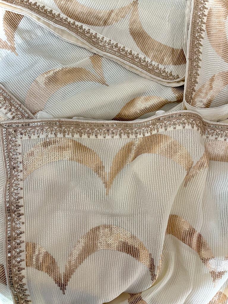 Guvisha Gorgette sequence saree partywear sari - Saffronfashionindia